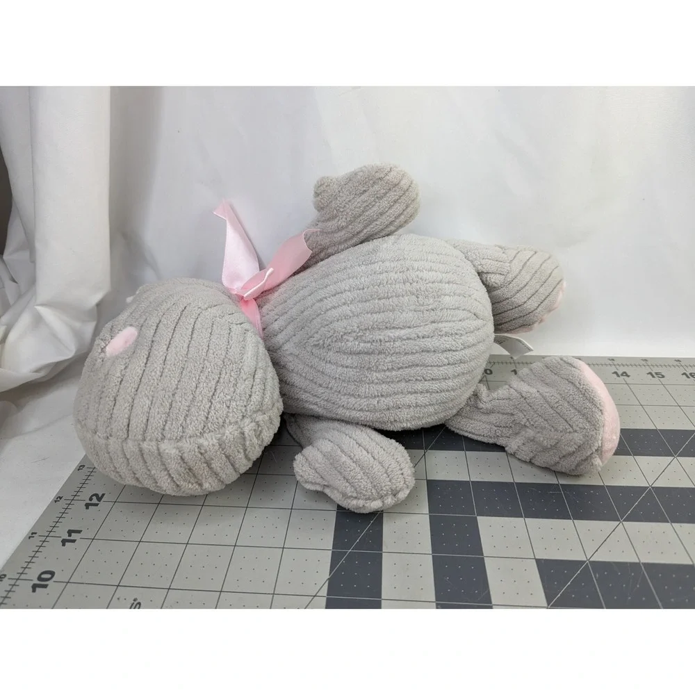 Burton Gray Hippo‎ Plush 12 Inch Pink Bow Stuffed Animal Toy